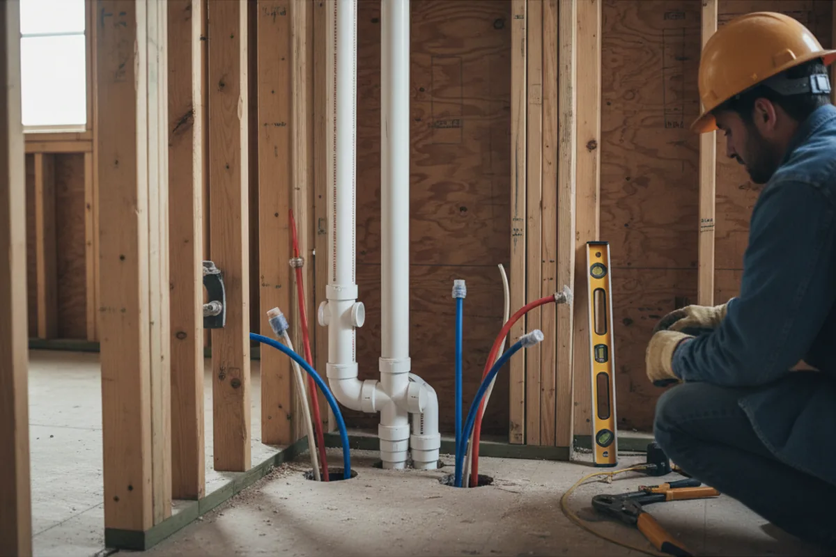 Drain and supply rough-in during Garbage Disposal Repair in Winston Salem