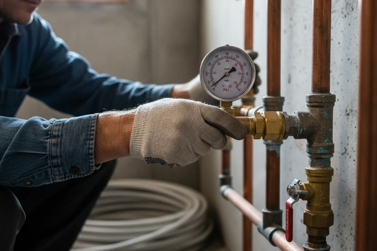 Pressure testing a repaired line during Water Line Repair in Winston Salem